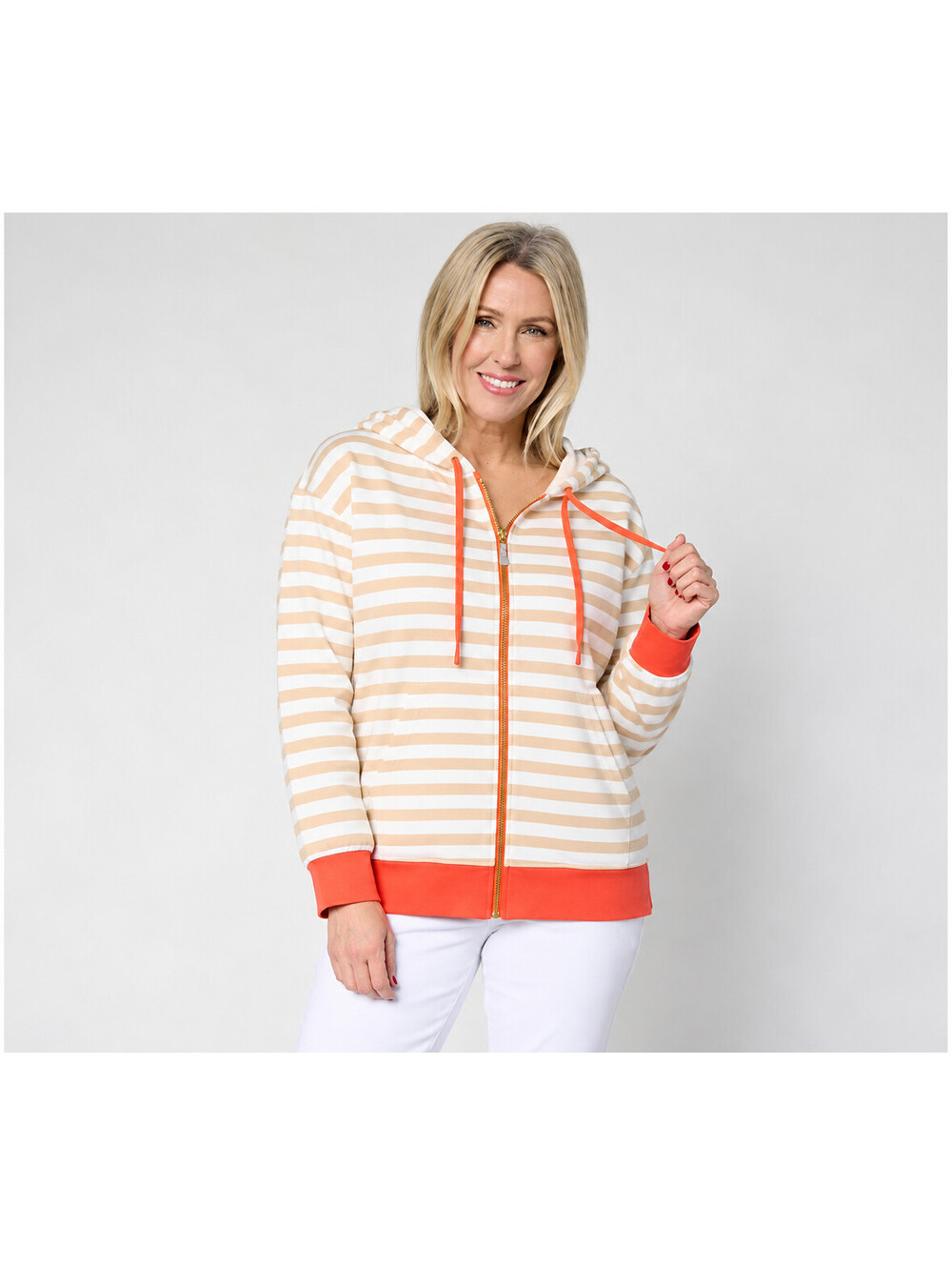 Belle by Kim Gravel Ya Gotta Regatta Contrast Trim Zip Hoodie, Size XX-Small